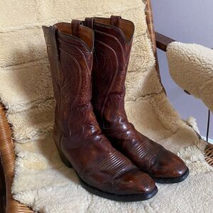 Lucchese USA Goatskin Cowboy Boots Men’s 11.5 Brown Western